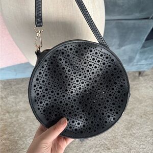 Perforated leather crossbody bag